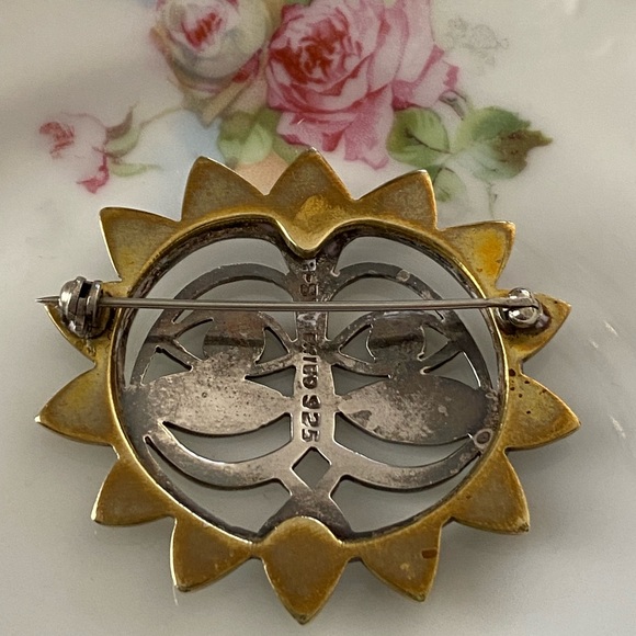 Vintage Mexican Sterling Smiling Sun Pendant - Picture 2 of 6